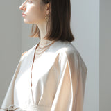Puff sleeve drape wrap jacket