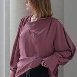 Draped-neck loose fit blouse