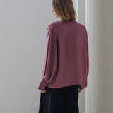 Draped-neck loose fit blouse
