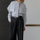 Tone-on-tone tie cape shirt sky blue