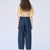 Lace-up baggy fit denim pants - fasfas