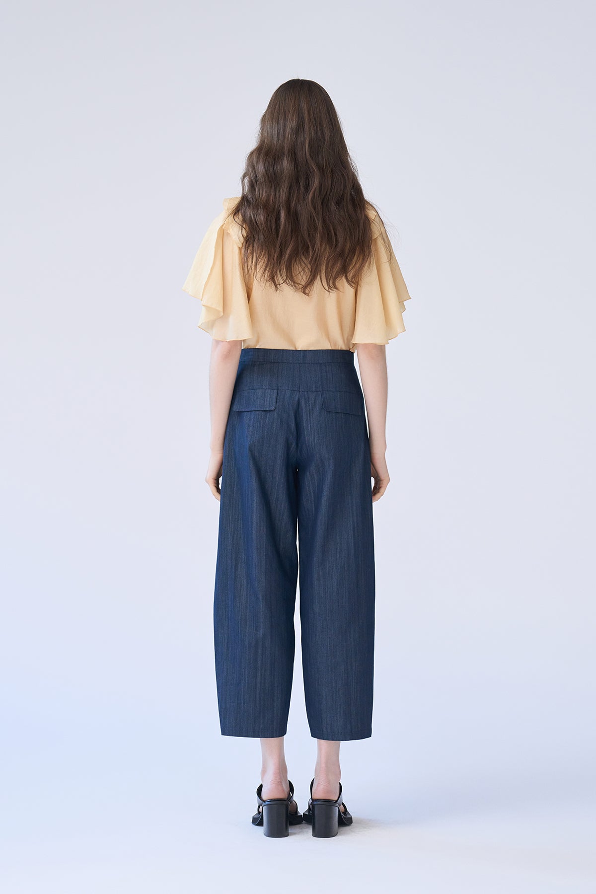 Lace-up baggy fit denim pants - fasfas