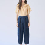 Lace-up baggy fit denim pants - fasfas