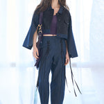 Lace-up baggy fit denim pants - fasfas