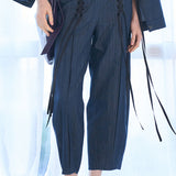 Lace-up baggy fit denim pants