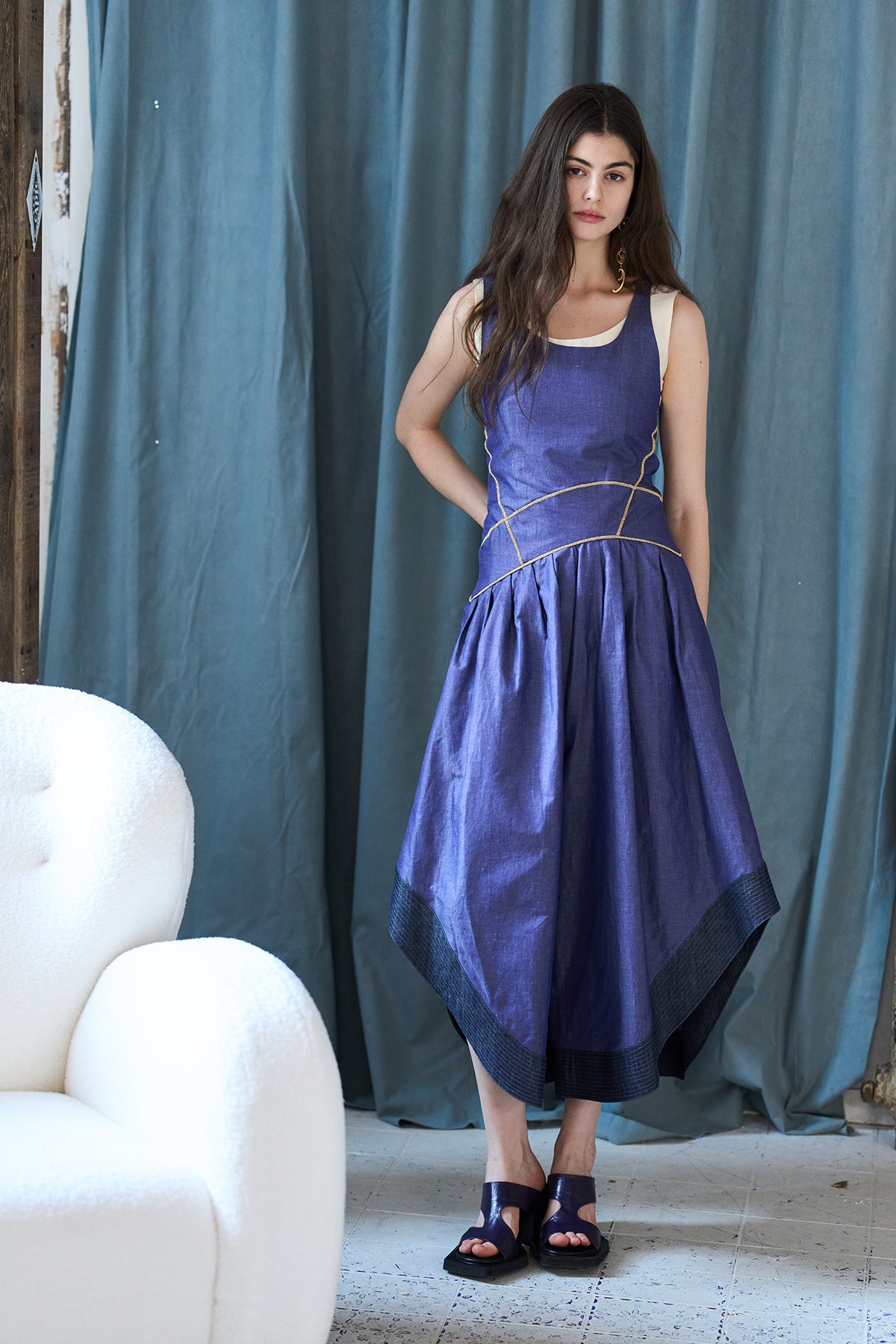 Layered sleeveless asymmetric wide jumpsuit - fasfas