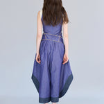 Layered sleeveless asymmetric wide jumpsuit - fasfas