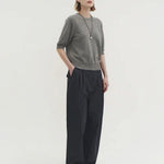 Liv plain knit top ash gray - fasfas