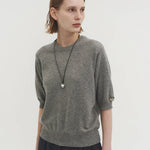 Liv plain knit top ash gray - fasfas