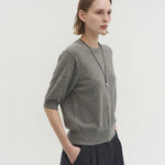 Liv plain knit top ash gray - fasfas