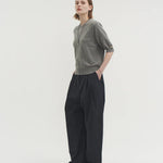 Liv plain knit top ash gray - fasfas