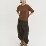 Liv plain knit top cinnamon brown - fasfas