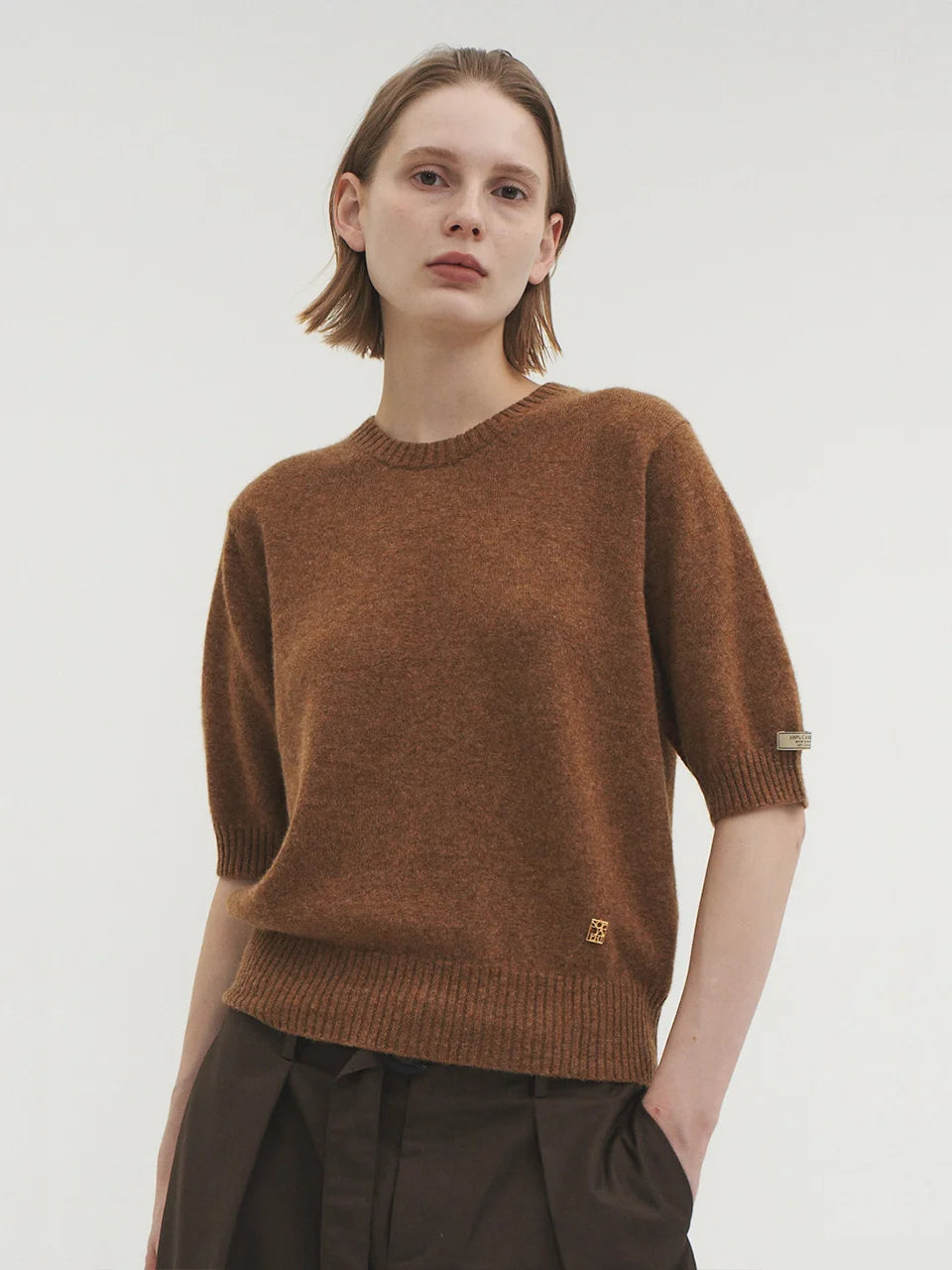 Liv plain knit top cinnamon brown - fasfas