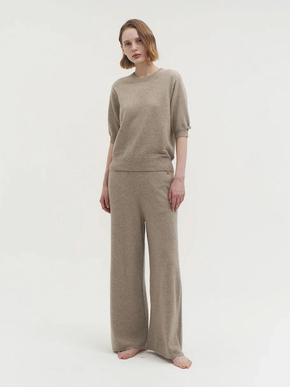 Liv plain knit top natural beige - fasfas