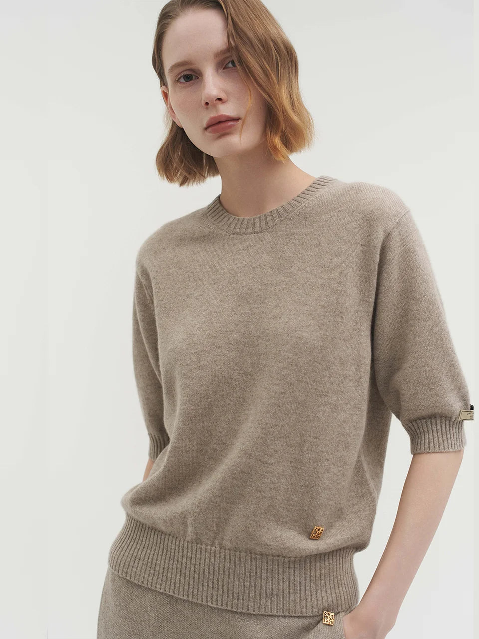 Liv plain knit top natural beige - fasfas
