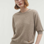 Liv plain knit top natural beige - fasfas
