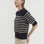Liv stripe knit top indigo navy - fasfas