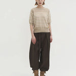Liv stripe knit top oatmeal beige - fasfas