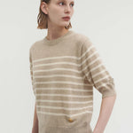 Liv stripe knit top oatmeal beige - fasfas