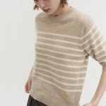 Liv stripe knit top oatmeal beige - fasfas