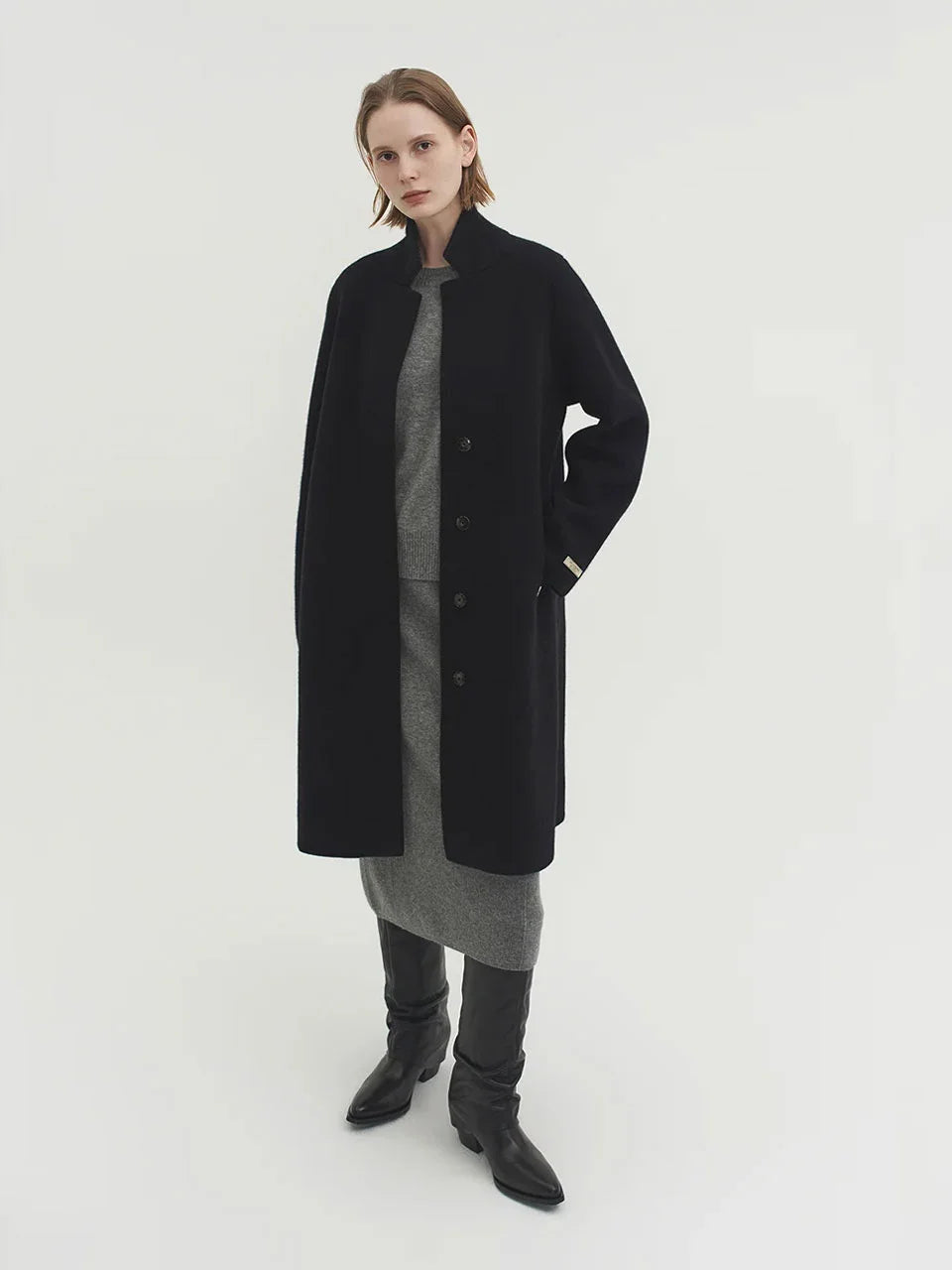 Livia knit coat ink black - fasfas