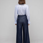 Loose fit button point stripe blouse - fasfas