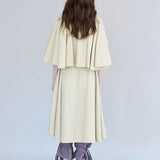 Loose fit cutout cape sleeve asymmetric trench coat - fasfas