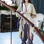 Loose fit cutout cape sleeve asymmetric trench coat - fasfas