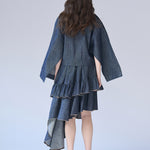 Loose fit cutout crop denim jacket - fasfas