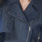 Loose fit cutout crop denim jacket - fasfas