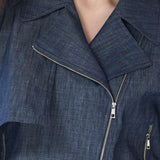 Loose fit cutout crop denim jacket - fasfas