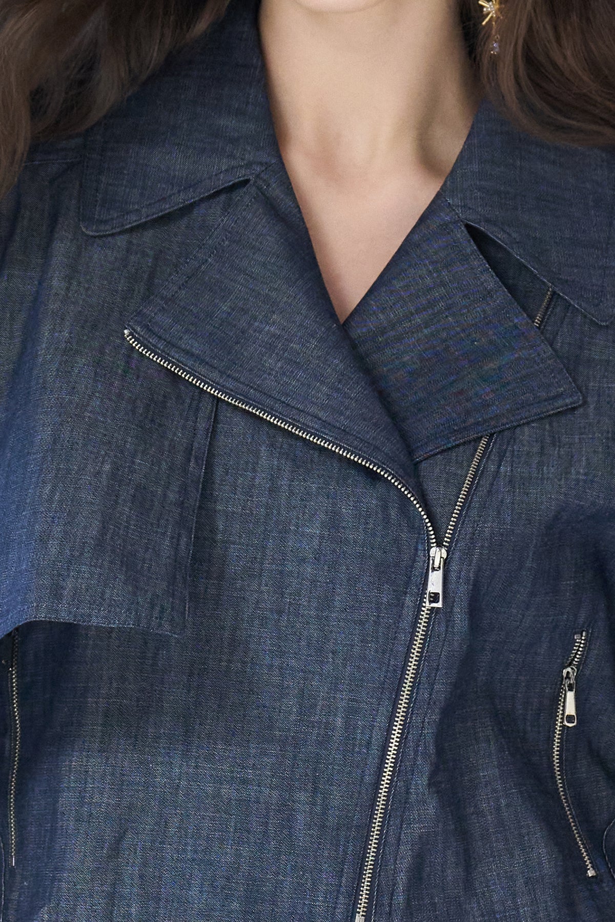 Loose fit cutout crop denim jacket - fasfas