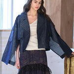 Loose fit cutout crop denim jacket - fasfas