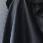 Loose fit key holder neckline ruffle blouse black - fasfas