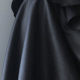 Loose fit key holder neckline ruffle blouse black - fasfas