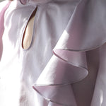 Loose fit key holder neckline ruffle blouse purple - fasfas