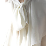 Loose fit ruffle tie blouse ivory - fasfas