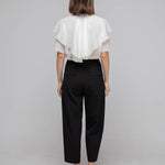 Loose fit ruffle tie blouse ivory - fasfas