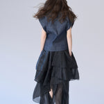 Loose fit sleeveless denim jacket - fasfas