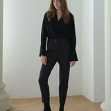 Loose-fit draped blouse black - fasfas