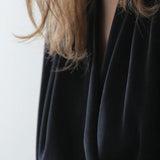Loose-fit draped blouse black - fasfas