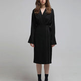 Loose-fit draped blouse black - fasfas