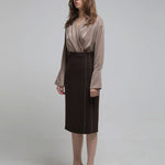 Loose-fit draped blouse brown - fasfas