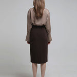 Loose-fit draped blouse brown - fasfas