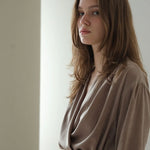 Loose-fit draped blouse brown - fasfas