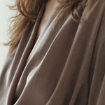 Loose-fit draped blouse brown - fasfas