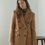 Loose fit double tailored wool jacket beige