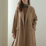 Loose fit handmade wool coat beige