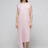 Low waist asymmetric long sleeveless dress