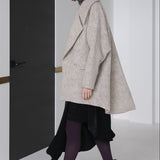 Overfit hairy lapel wool coat